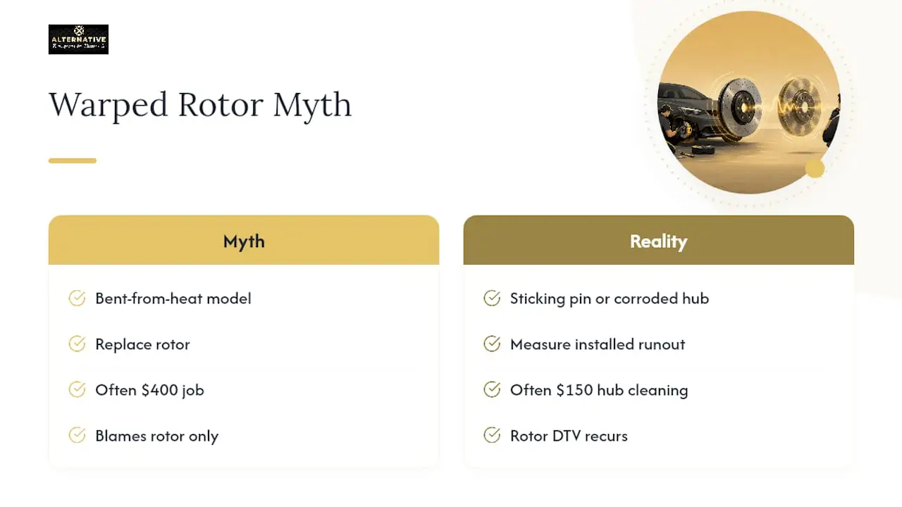 The Warped Rotor Myth Needs to Die — overview diagram
