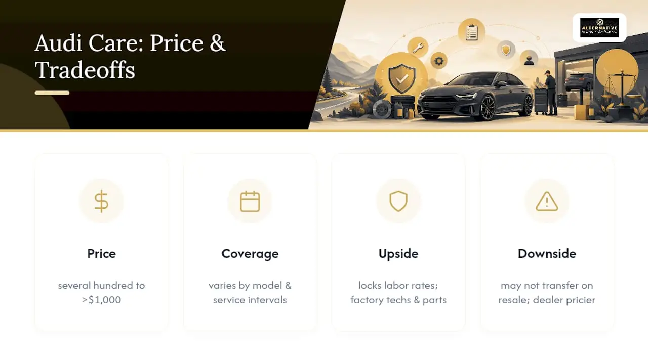 Audi Care maintenance plan pricing and coverage comparison