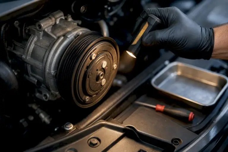 AC compressor clutch under workshop inspection
