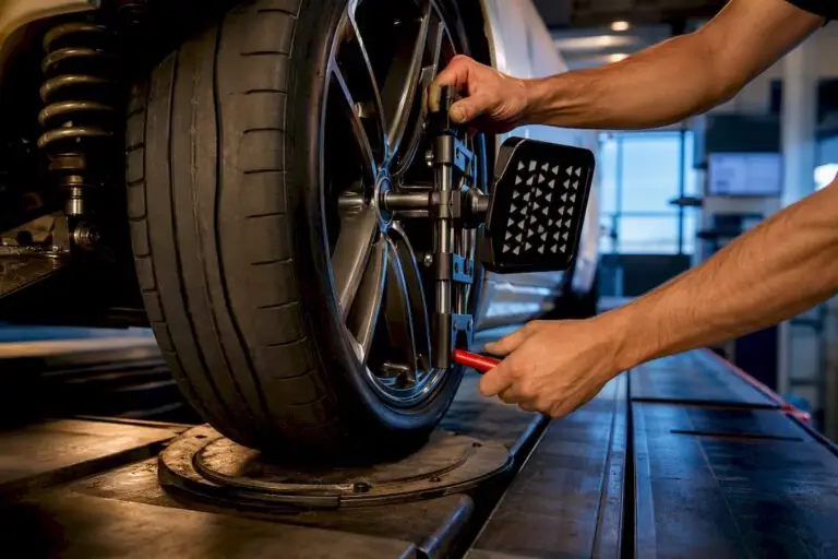 Technician setting a performance alignment sensor