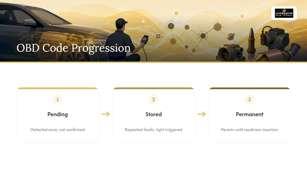 Progression of pending stored permanent codes
