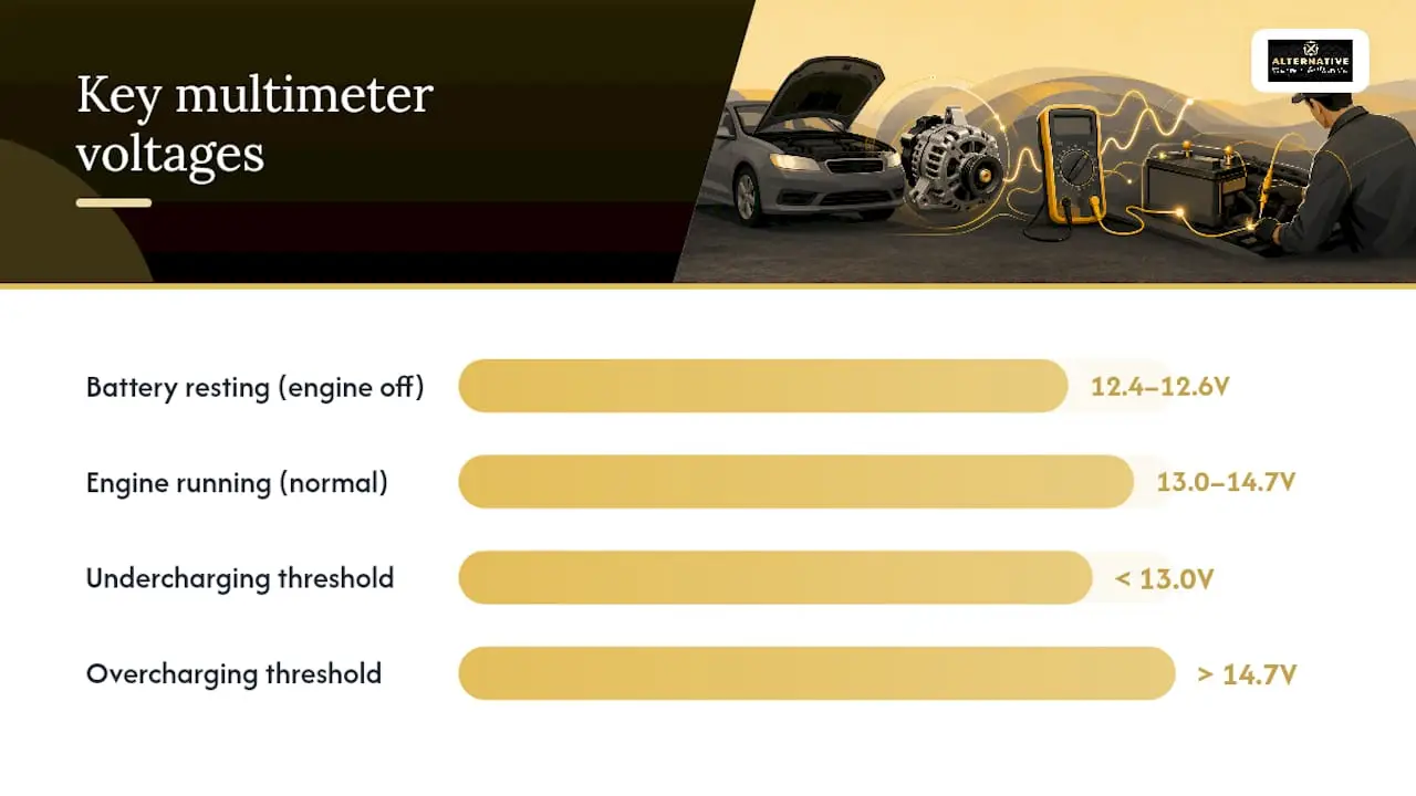 How to Check the Alternator Yourself: DIY Steps and Multimeter Readings — overview diagram