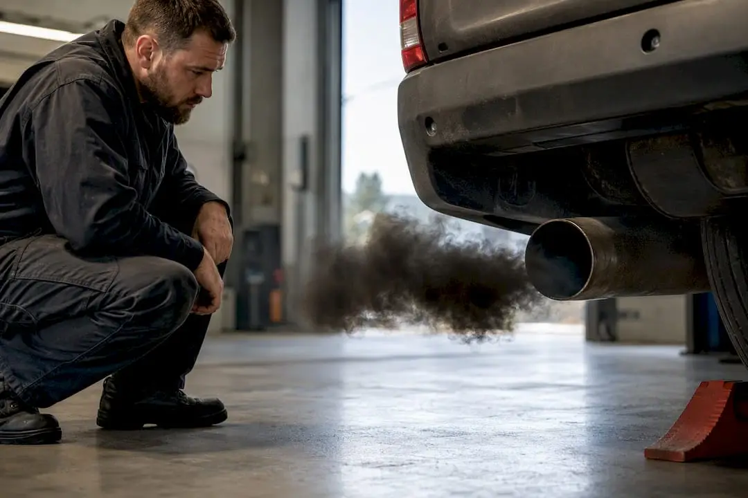 Dark diesel exhaust smoke during diagnosis