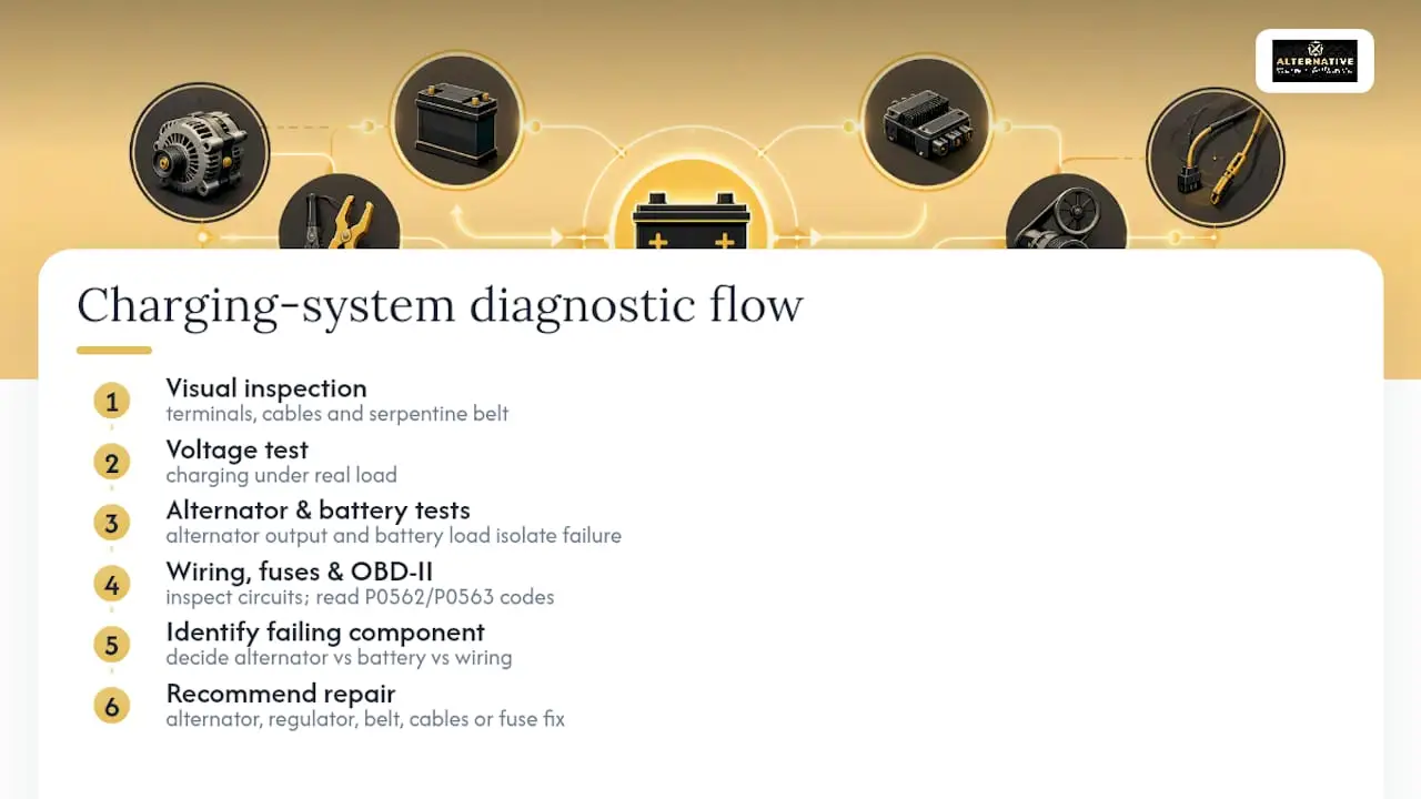 Charging system diagnostic workflow