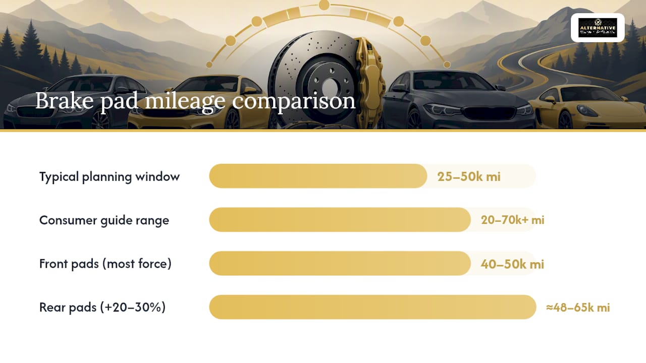 Front and rear brake pad lifespan comparison