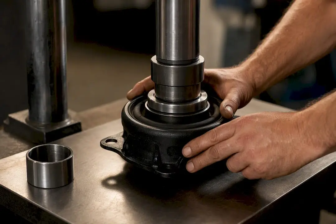 Press supporting center bearing inner race
