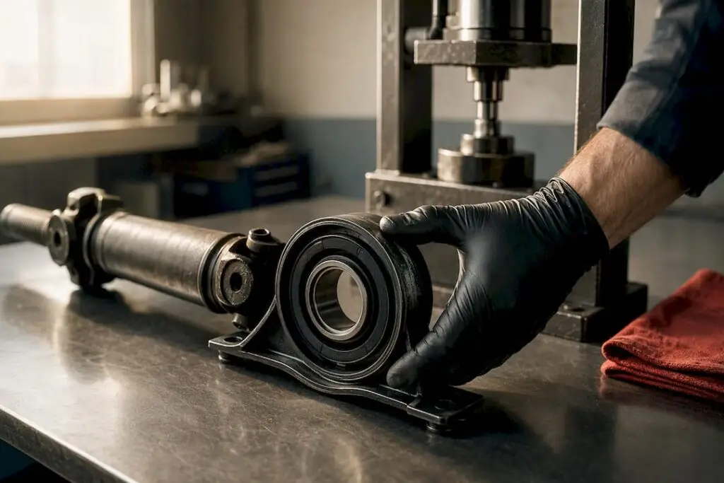 Center support bearing on repair bench