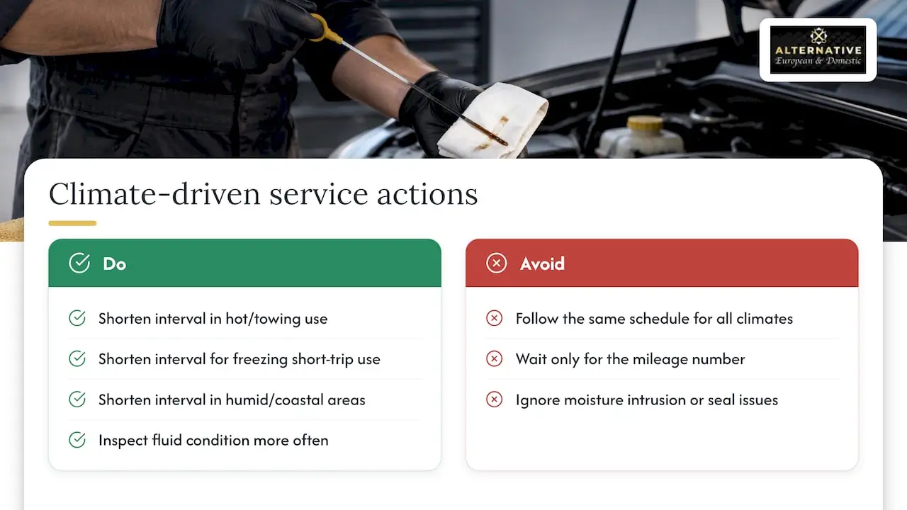 Climate factors affecting differential service timing