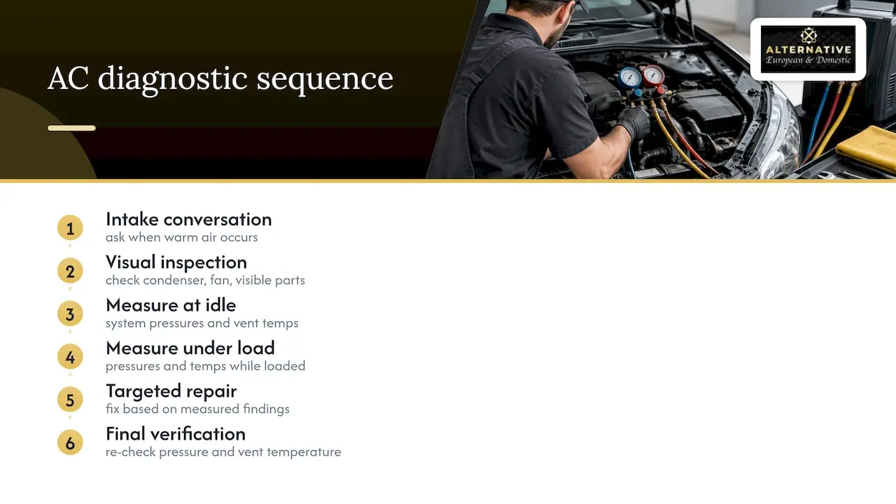 Automotive AC diagnostic sequence