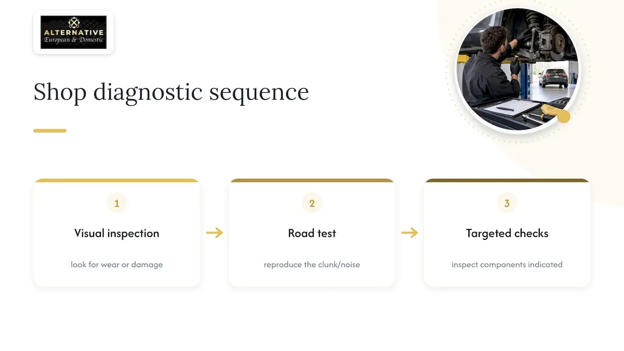 Three steps in suspension clunk diagnosis