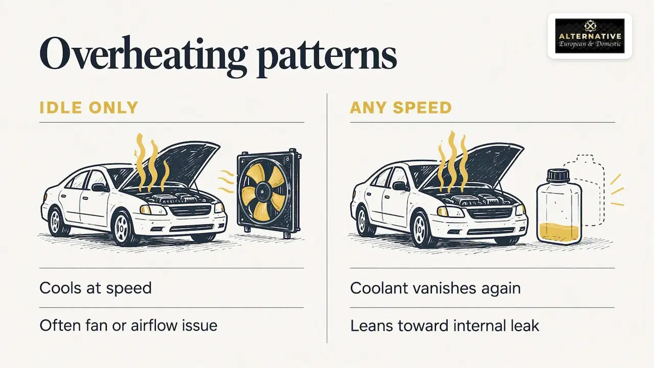 Two overheating patterns and likely causes