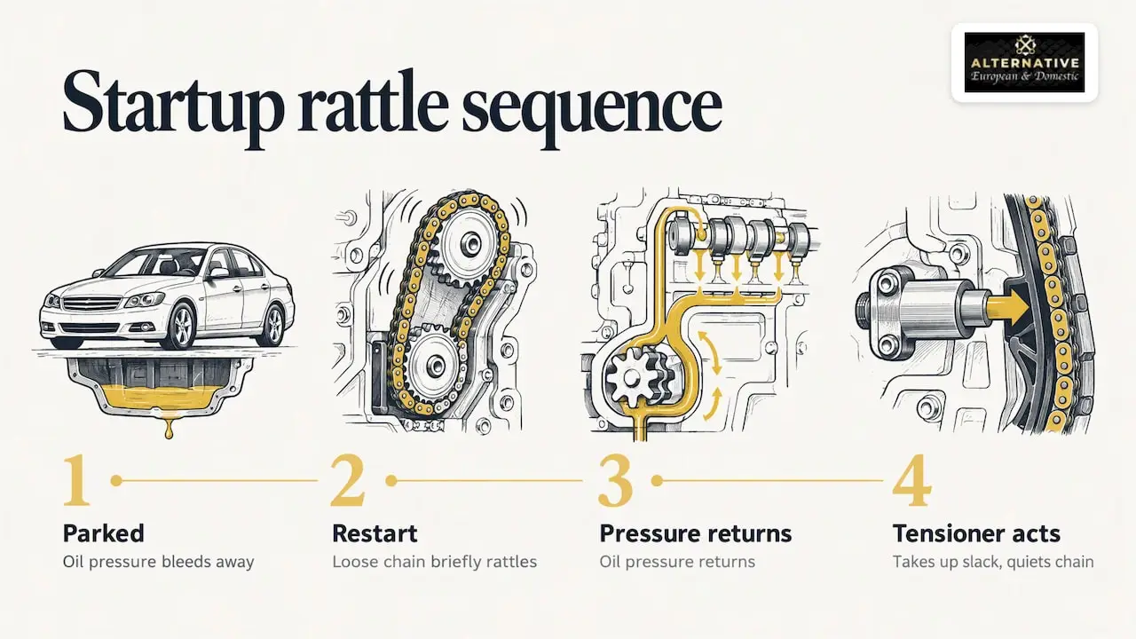 How oil pressure affects startup chain rattle