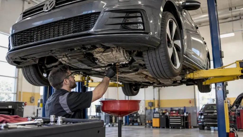 Dual-clutch transmission fluid draining into a pan