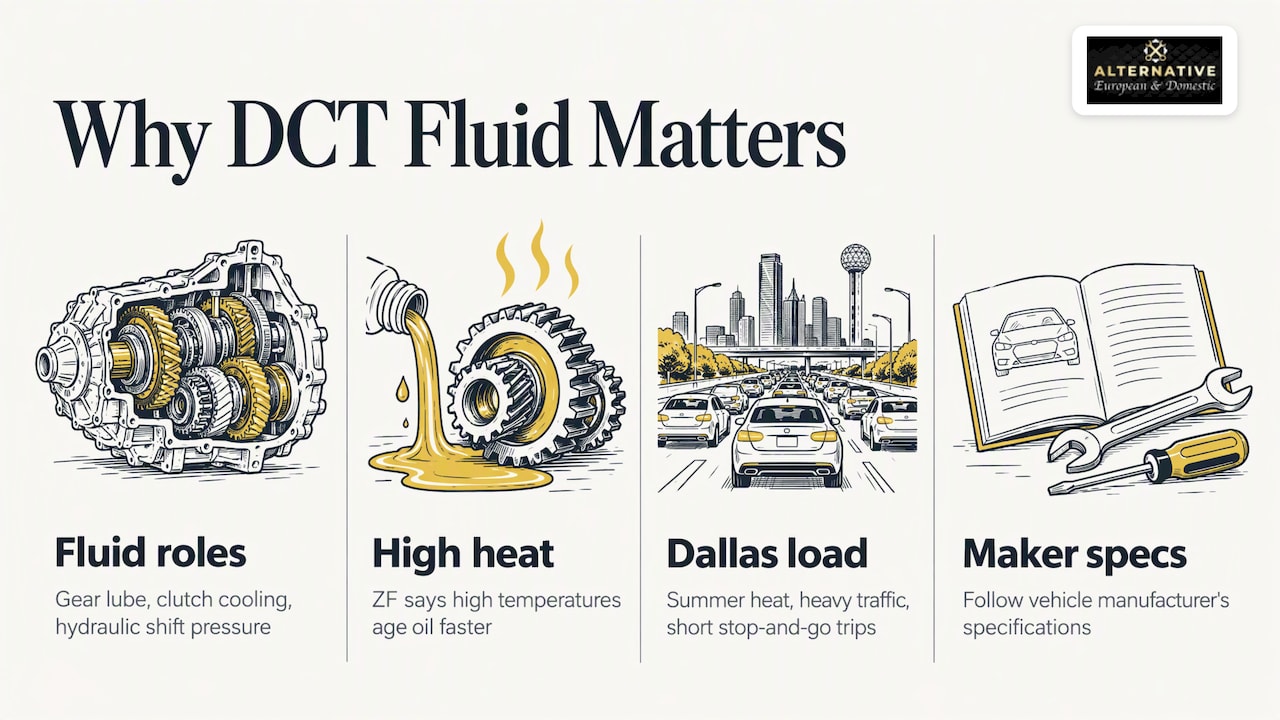 Why dual-clutch fluid service matters — overview diagram